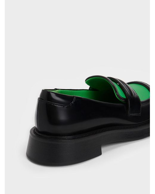 Charles & Keith Green Penelope Two-tone Penny Loafers
