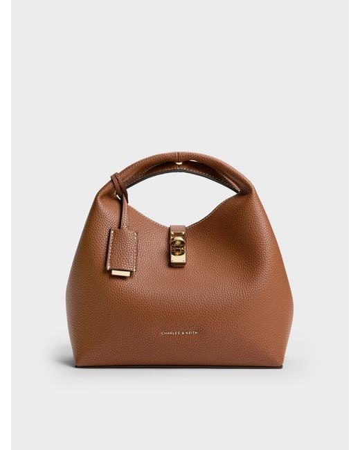 Charles & Keith Brown Chance Turn-lock Bucket Bag
