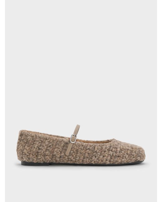 Charles & Keith White Crochet Mary Jane Flats