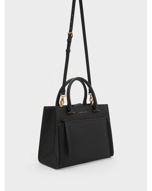 Charles & Keith Black Anwen Structured Tote Bag