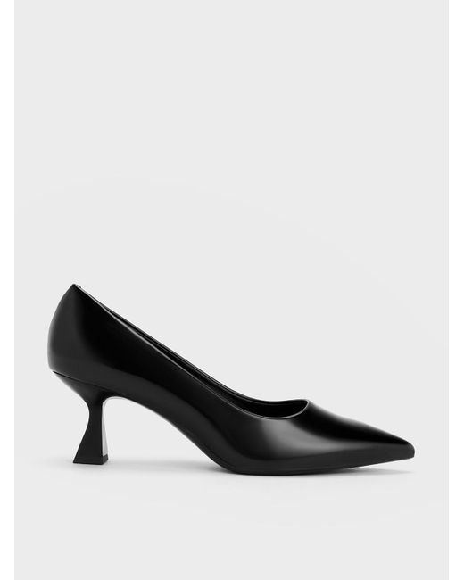Charles & Keith Black Pointed-toe Flared Pumps