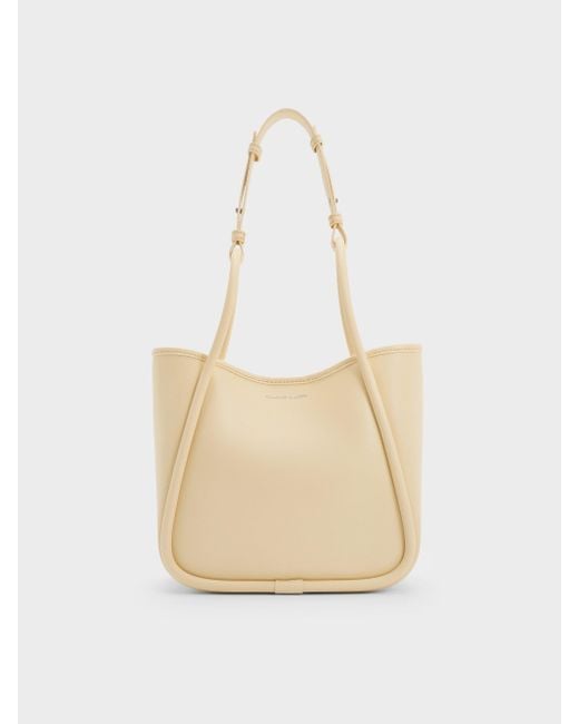 Charles & Keith Natural Mini Lyla Tubular Tote Bag