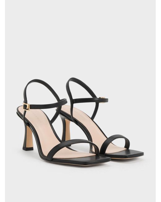 Charles & Keith White Square-toe Heeled Sandals