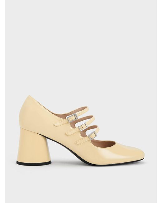 Charles & Keith Natural Claudie Patent Buckled Mary Janes