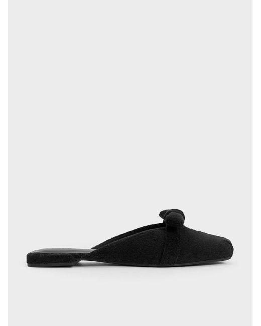 Charles & Keith White Loey Textured Knotted Mules