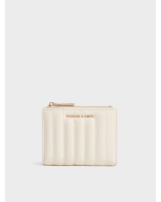 Charles & Keith Natural Donna Panelled Top-Zip Wallet