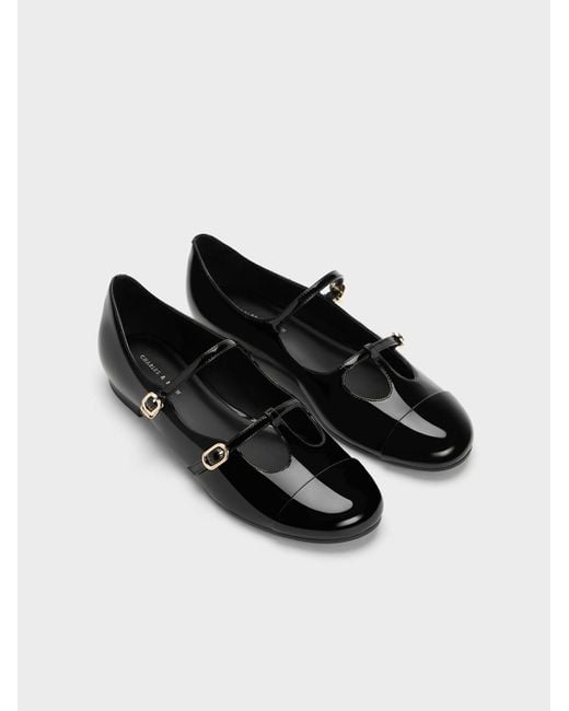 Charles & Keith Black Double-strap T-bar Mary Janes