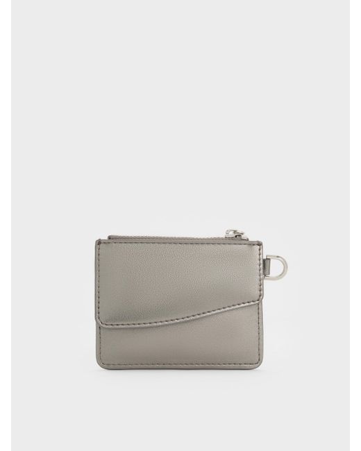 Charles & Keith White Agatha Chain-accent Wristlet Card Holder