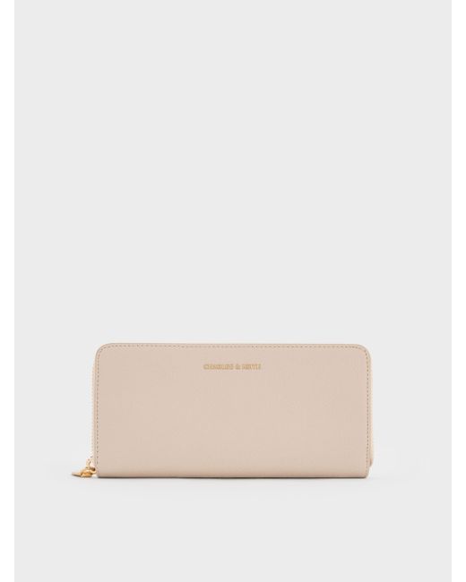 Charles & Keith Natural Dulcie Zip-around Long Wallet