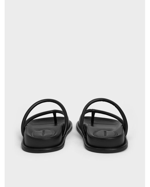 Charles & Keith White V-Strap Tubular Thong Sandals