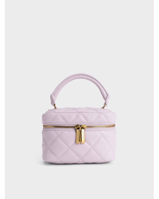 Charles & Keith Pink Quilted Vanity Pouch