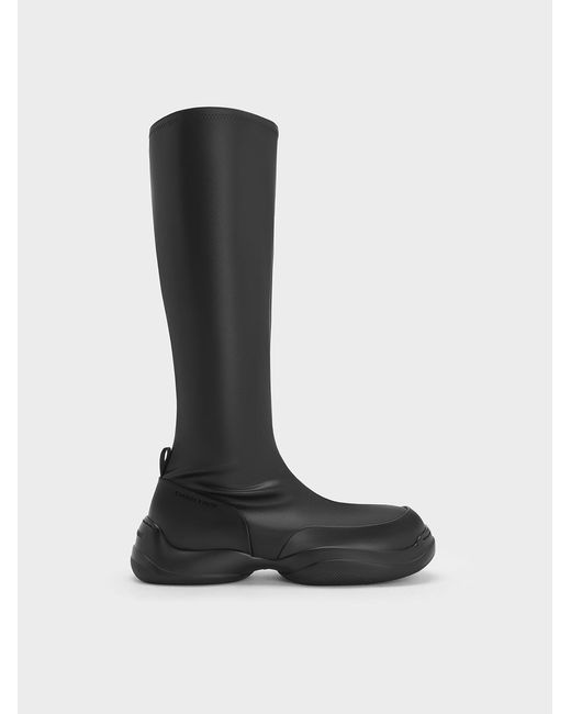 Charles & Keith Black Casey Side-zip Knee-high Boots