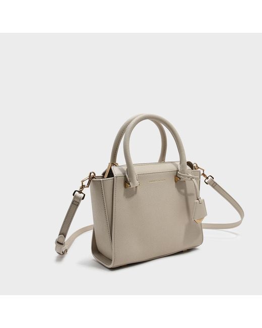 Charles & Keith Natural Harper Structured Handbag