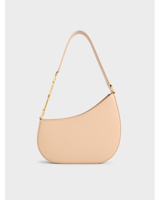 Charles & Keith White Agatha Chain-accent Shoulder Bag