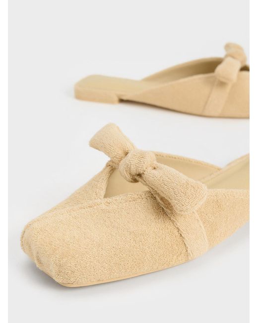 Charles & Keith Natural Loey Textured Knotted Mules