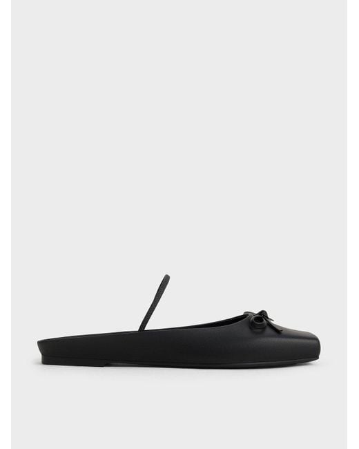 Charles & Keith White Bow Square-toe Ballet Mules