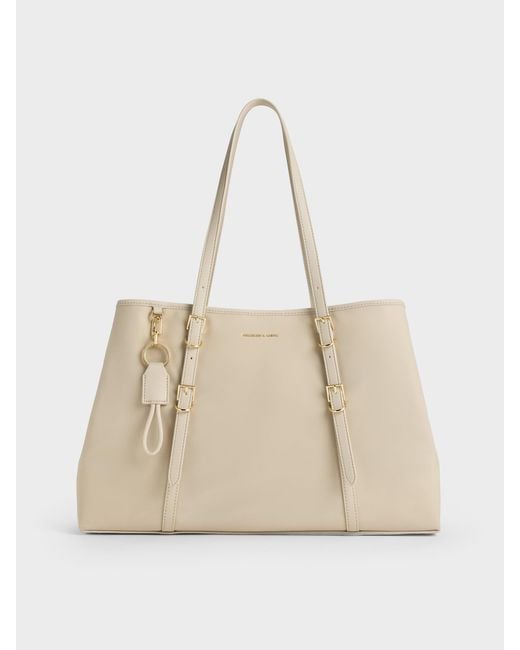 Charles & Keith Natural Levy Nylon Tote Bag