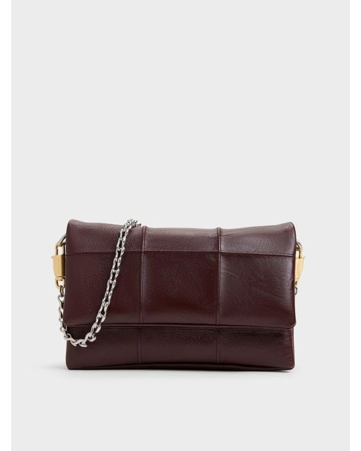 Charles & Keith Purple Delfina Quilted Wallet On Chain
