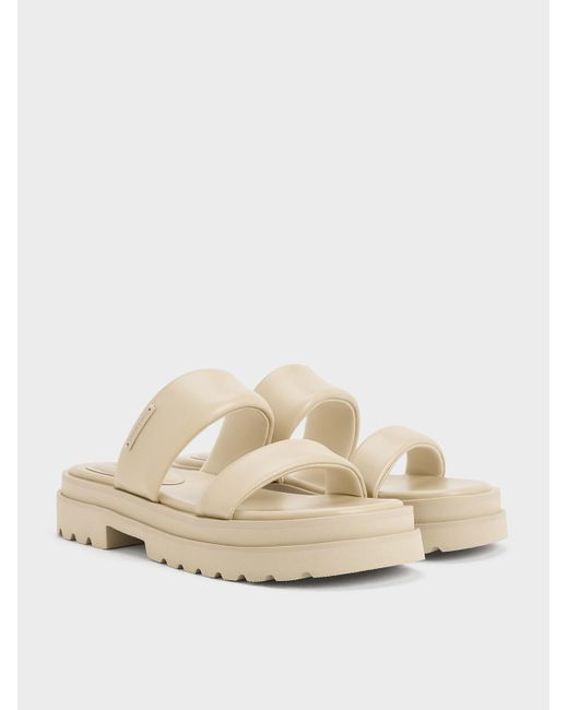 Charles & Keith Natural Tattie Puffy-strap Sandals