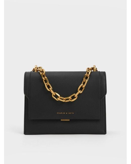 Charles & Keith Black Brennan Chain Handle Crossbody Bag
