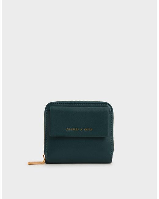 Charles & Keith Front Flap Ziparound Mini Wallet in Green Lyst