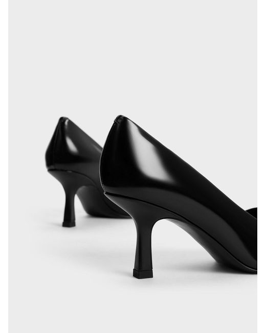 Charles & Keith Black Metallic Accent Pointed-toe Pumps