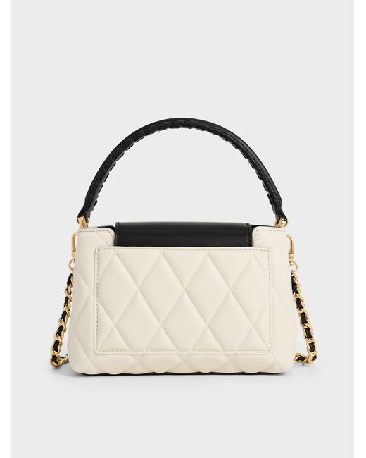 Charles & Keith Natural Arwen Quilted Braided-strap Top Handle Bag