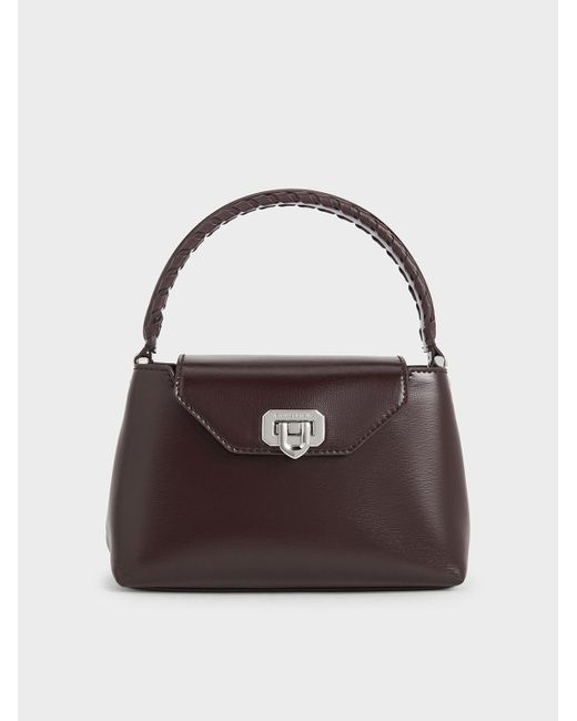 Charles & Keith Brown Arwen Braided-strap Top Handle Bag