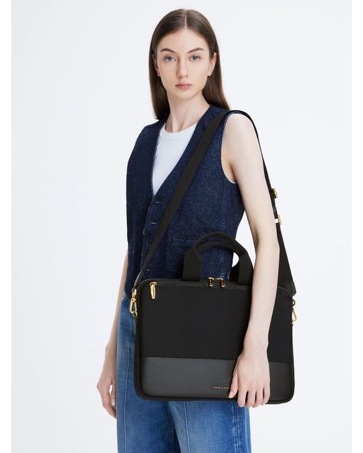 Charles & Keith Textured Laptop Bag in Black Lyst UK