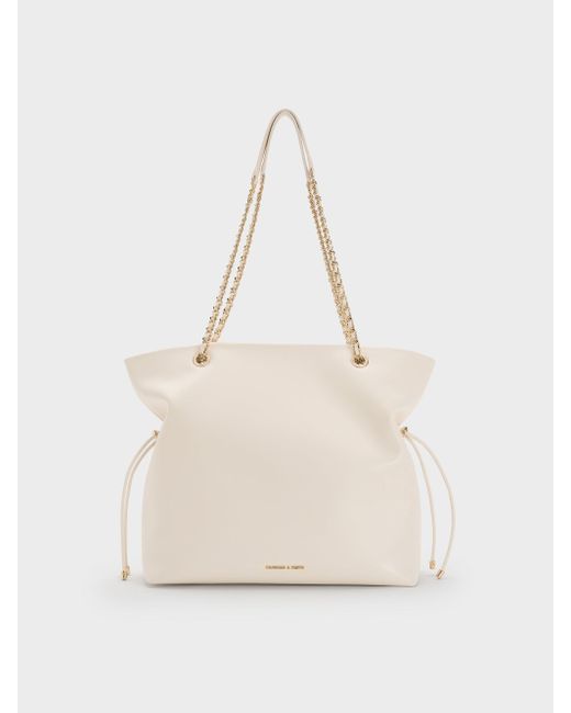 Charles & Keith Natural Sac Cabas À Double Poignée Et Lanière Tressée Arya