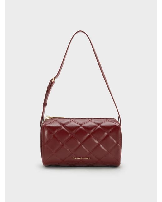 Charles & Keith Red Janie Quilted Shoulder Bag