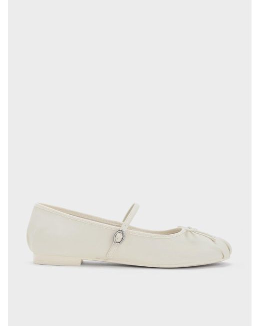 Charles & Keith Natural Emiko Bow Mary Jane Flats