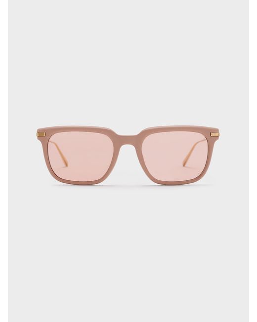 Charles & Keith Pink Aura Rectangular Sunglasses