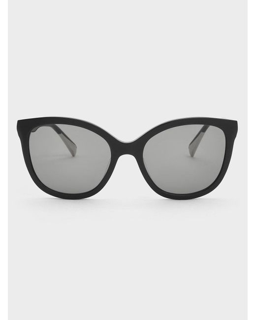 Charles & Keith Gray Recycled Acetate Oval Sunglasses