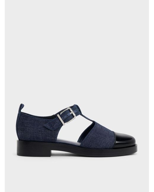 Charles & Keith Blue Charly T-bar Buckled Sandals