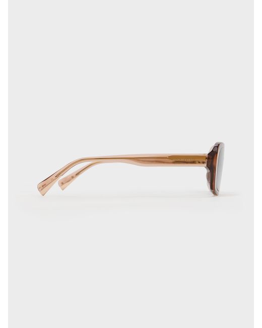 Charles & Keith Natural Aubrey Rectangular Sunglasses