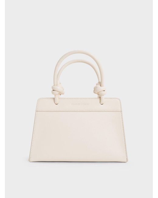 Charles & Keith Natural Sabine Knotted-Handle Trapeze Tote Bag
