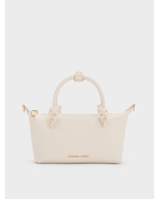 Charles & Keith Natural Sammie Knotted-Handle Tote Bag