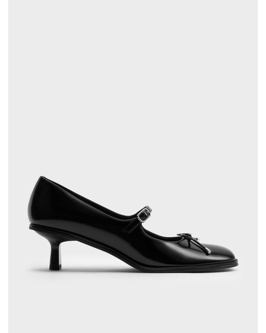 Charles & Keith Black Wendy Kitten-Heel Mary Jane Pumps