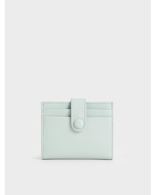 Charles & Keith Blue Snap Button Card Holder