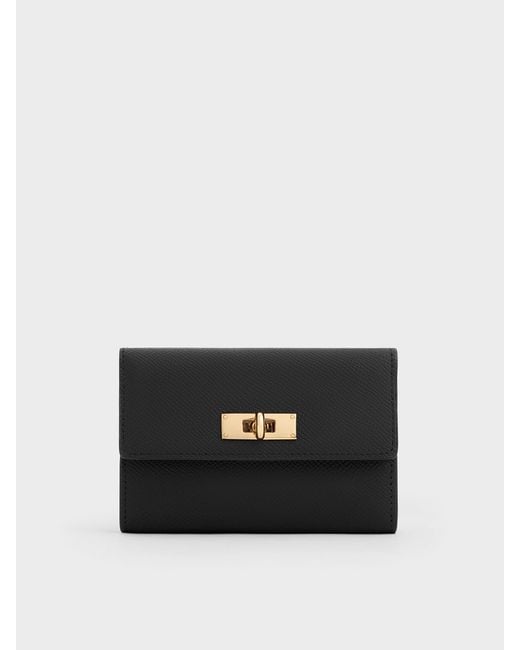 Charles & Keith Black Tricha Turn-Lock Wallet