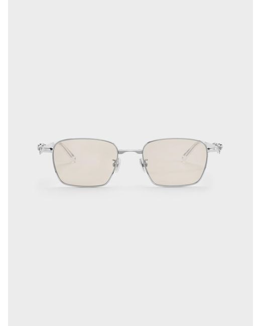Charles & Keith Natural Paige Rectangular Sunglasses