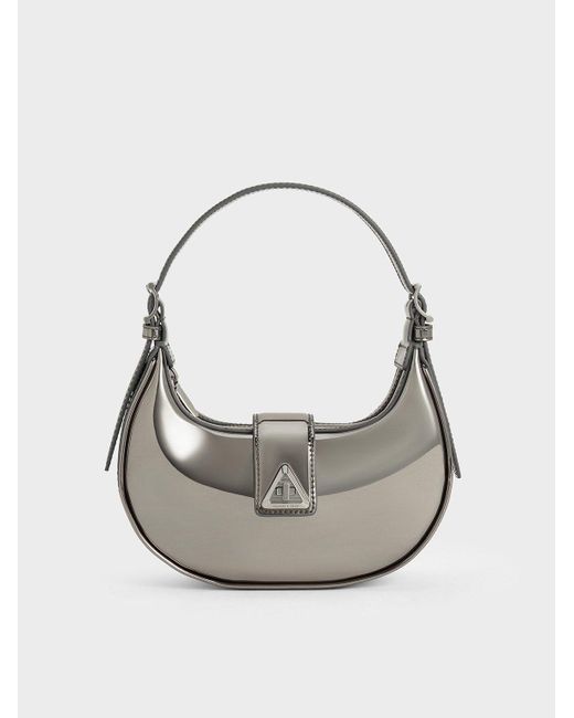 Charles & Keith Gray Trice Metallic Belted Shoulder Bag