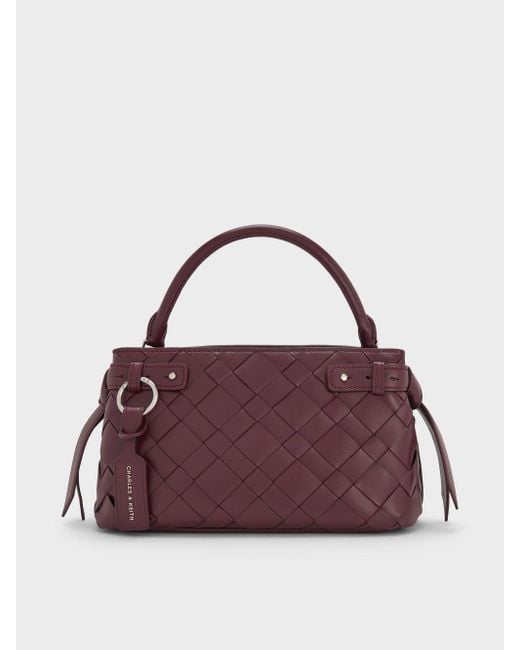 Charles & Keith Purple Ivette Woven Top Handle Bag