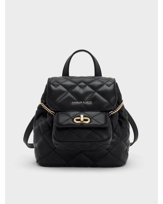 Charles & Keith Black Aubrielle Quilted Backpack