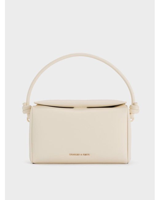 Charles & Keith Natural Sammie Knotted-Handle Boxy Bag