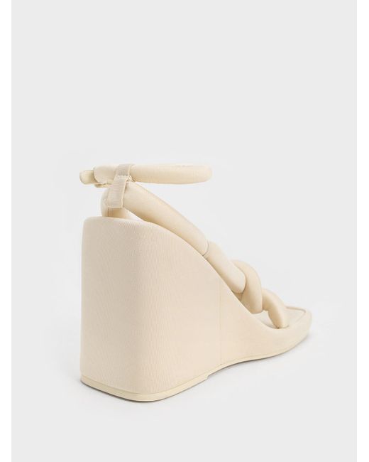 Charles & Keith Natural Toni Knotted Puffy-strap Wedges