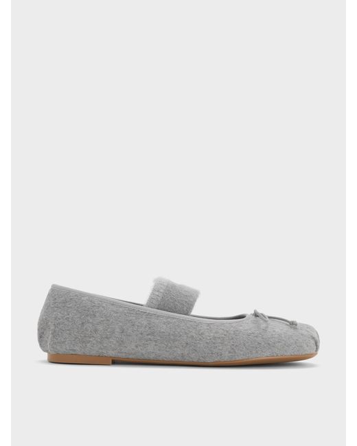 Charles & Keith Gray Winona Felt Mary Jane Flats