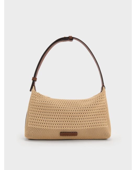 Charles & Keith Natural Ida Knitted Shoulder Bag