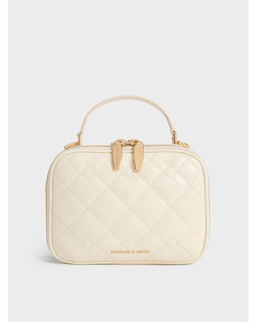 Charles & Keith Natural Duo Quilted Vanity Bag
